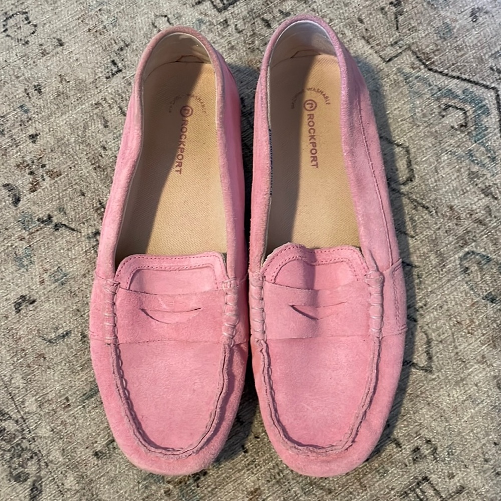 Preppy pink washable suede loafers